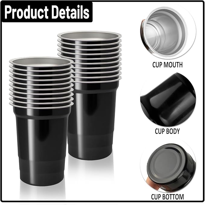 40 Pack 20 oz Aluminum Party Cups, Metal Cups Reusable Aluminum Drinking Cups - Image 4