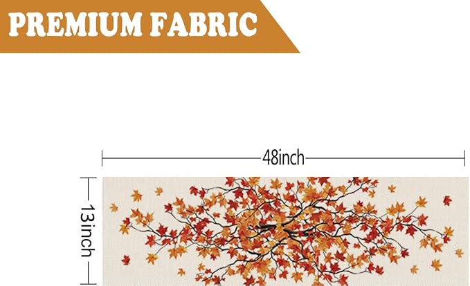 Fall Table Runner Maple Leaf Seasonal Autumn Burlap Table Decoration Holiday - Image 2