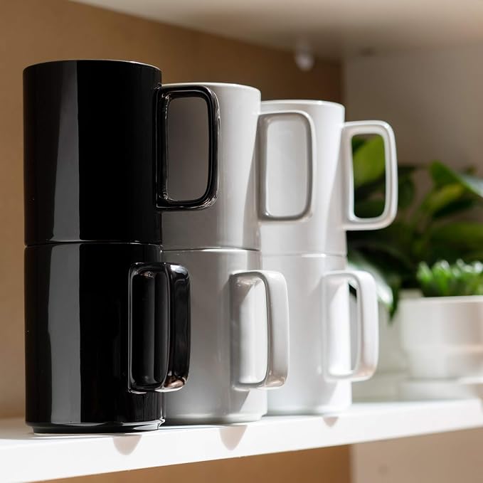 E-liu Large 15 Ounces Porcelain Coffee Mug Tea Mugs Set of 6 | Cups - Image 4
