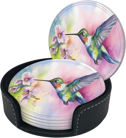Hummingbirds Spring Leather Coasters Set of 6 - Image 6
