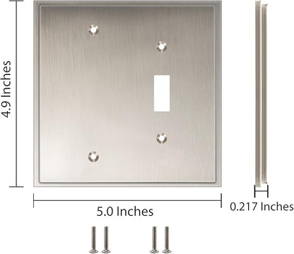 Henne Bery Soft Modern Decorative Wall Plate Switch Plate Outlet Cover (Blank/Toggle, Satin Nickel)
