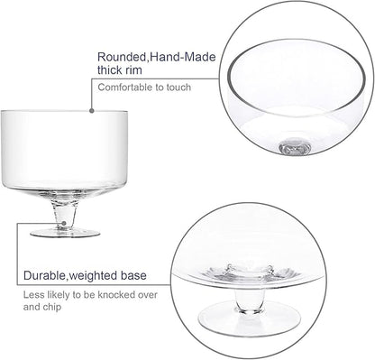 CREATIVELAND Trifle bowl Glass Crystal-Clear Set of 1, 116oz(3.3L), Footed Trifle Bowl with Stand, Trifle dish for decadent dessert like salad, fruit, ice cream, parfait, pudding, Party Bowl