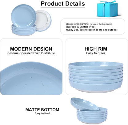 Webbylee 8.25" Melamine Pasta Bowls Set of 6-28oz Melamine Large Salad - Image 3