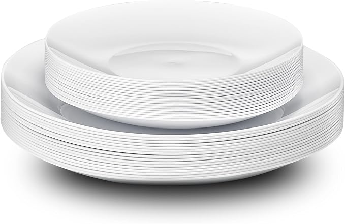 PLASTICPRO White Plastic Design Party Plates Premium heavyweight Elegant 128 - Image 6