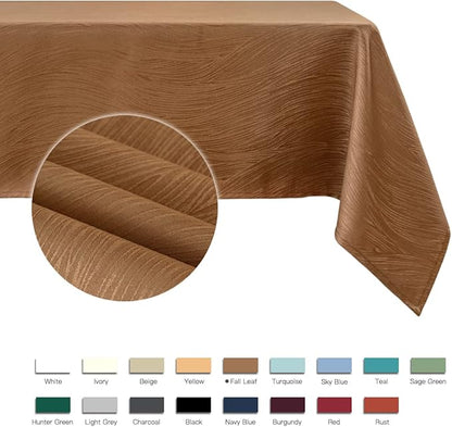 maxmill Harvest Jacquard Tablecloth Swirl Design Water Resistance Antiwrinkle Heavy Weight Soft Table Cloth for Fall Harvest Thanksgiving Parties Event Holiday Dinner Square 52 x 52 Inch, Fall Leaf