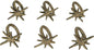 Set of 6 Mid-Century Starburst Napkin Rings, Antique Gold Cast Iron | Each 2.75 by Zeckos
