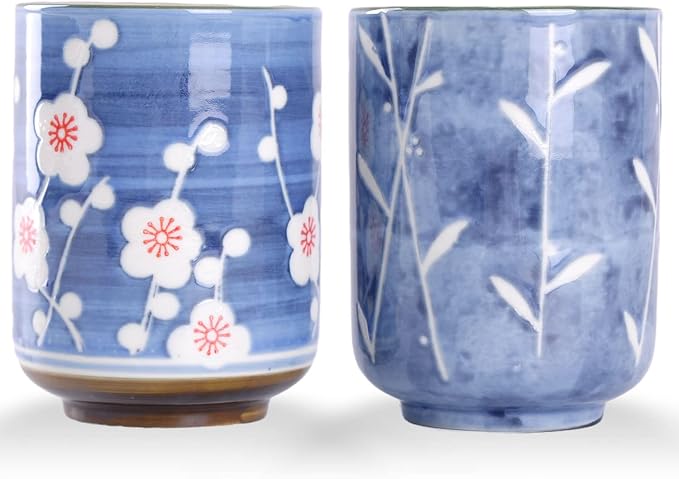 WHJY 10oz Transitional Chinese/Japanese style Handle-less Ceramic Tea cups by WHJY