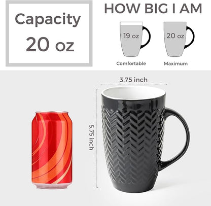 AmorArc 20 oz Large Coffee Mugs Set of 6, Tall Ceramic Coffee Cups | 3 Assorted - Image 2