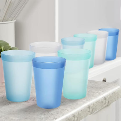 Blwan 15.2oz Plastic Cups, 8 Pack Reusable BPA-Free Unbreakable Drinking Cups - Image 7