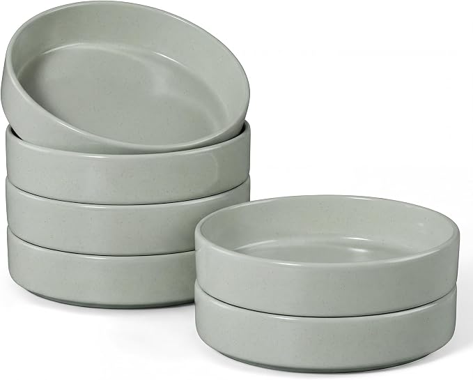 E-far Pasta Bowls Set of 6, 35 oz Large Stoneware Bowl Plates | Shallow & Wide by E-far