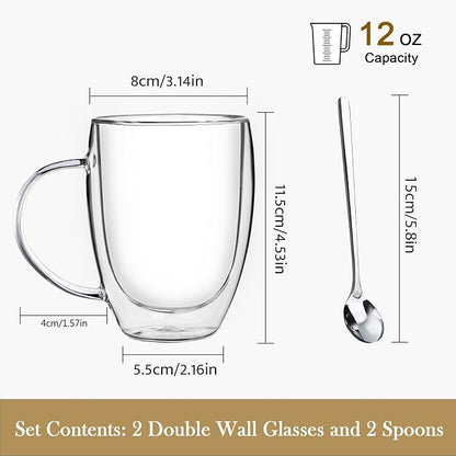 Double Wall Glass Coffee Mugs, 12 Oz Clear Coffee Mugs - Image 4