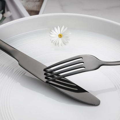 VANDBAO Black Flatware Cutlery Silverware Set 20 Pieces, Stainless Steel - Image 4