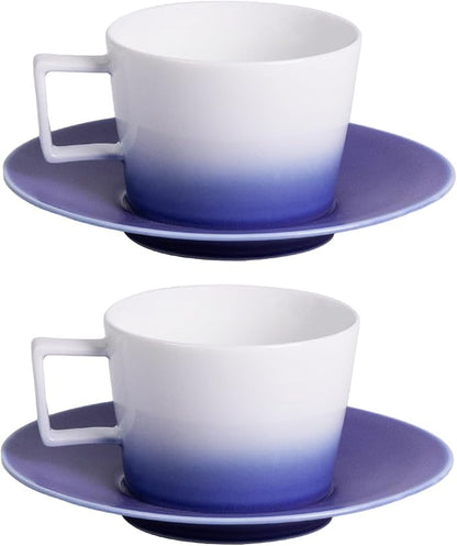 KAMMAK Ceramic Coffee Cups and Saucers Set of 2, Porcelain Espresso Cups by KAMMAK