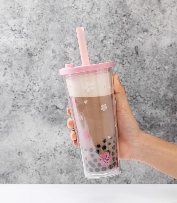 Reusable Plastic Boba Cup With Lids And Straws, 24Oz/700ml Smoothie Cups - Image 8