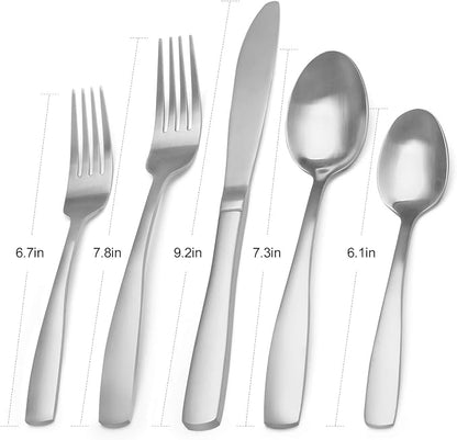 Matte Silverware Set, Bysta 20-Piece Stainless Steel Flatware Set, Kitchen - Image 2