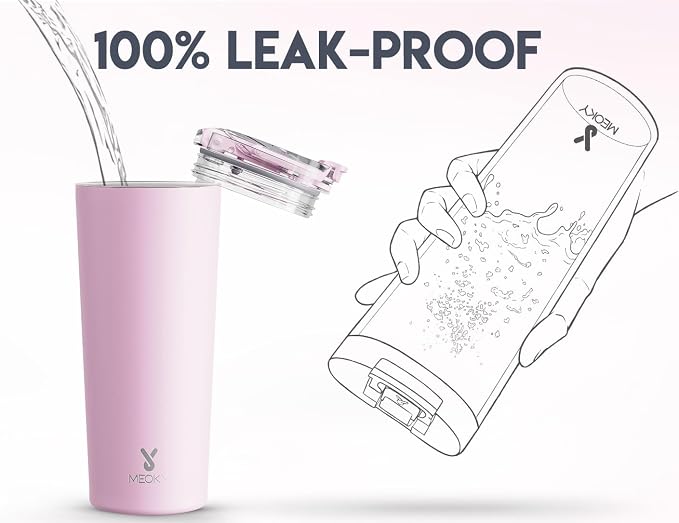 Meoky 24 oz Insulated Travel Coffee Mug: Leak Proof Lid, Blossom | Stainless - Image 5