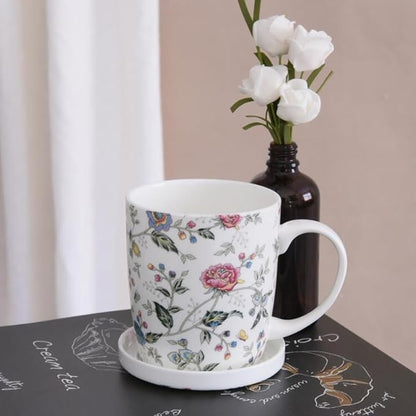 Sizikato Porcelain Mug with Lid, 10oz Bone China Milk Mug Coffee Mug, Colorful - Image 5