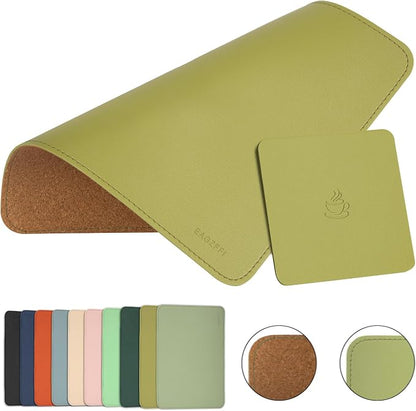 Double-Sided PU Leather & Cork Mouse Pad by EAGZFFI