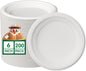 JOLLY CHEF 100% Compostable Small Paper Plates, 200 Pack 6 Inch Heavy Duty Dessert Plates, Disposable Biodegradable Eco-Friendly Sugarcane, Bulk White