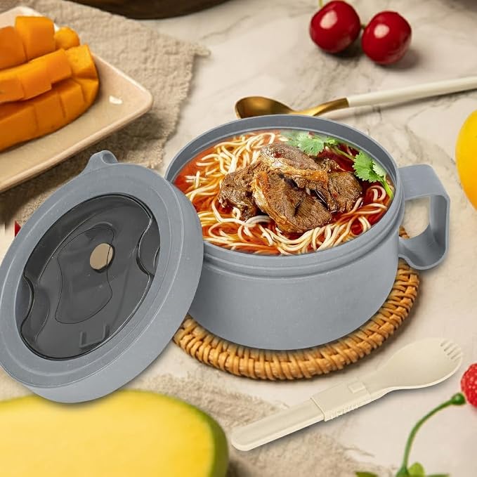 28 oz Soup Bowl with Handles, Microwave Ramen Bowl with Lid - Image 2