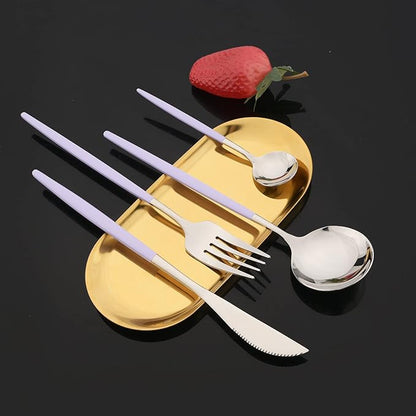 JASHII Flatware Set 24 Piece, Stainless Steel Silverware Set, Macaron Small - Image 5