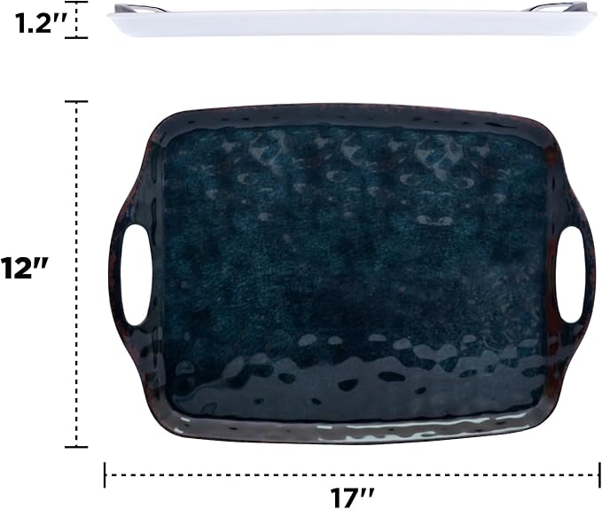 TP Melamine Serving Trays with Handles, 17” x 12”, Retro Black | Rectangular - Image 3