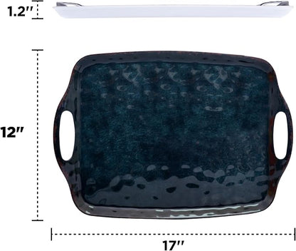 TP Melamine Serving Trays with Handles, 17” x 12”, Retro Black | Rectangular - Image 3