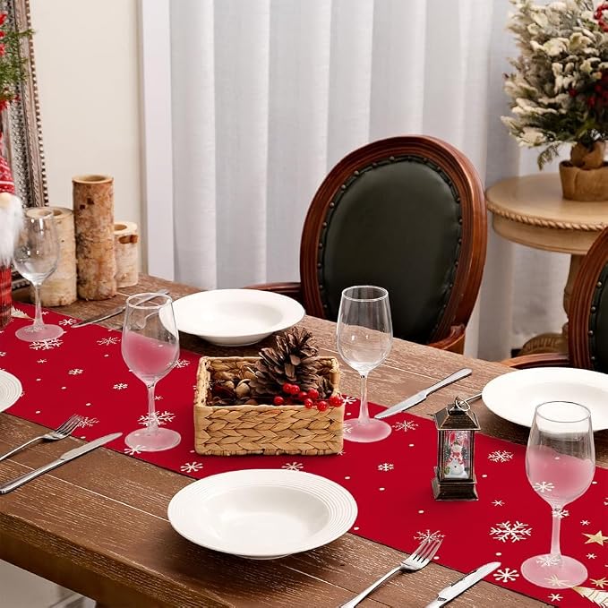 Christmas Table Runner 13x60 Inch, Xmas Trees Snowflakes Holiday Decorative - Image 7