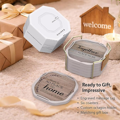 UMIRRO Absorbent Felt & Silicone Coasters Set of 6 - Image 6