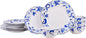 222 Fifth 12-Piece Porcelain Dinnerware Set for 4, Blue & White Plates and Bowls Set, Glossy Ceramic Dish Set with Beautiful Floral Rims, Elegant Kitchen Dishes, Microwave & Dishwasher Safe, Ayla