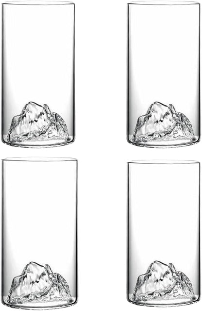 Mountain View Glass Cups – Modern Clear Glass Cups Set, Sleek Design, by Boxonly