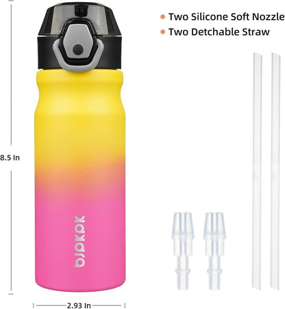 BJPKPK 18 oz Water Bottle with Straw & Handle, Insulated Stainless Flask | Leak - Image 4