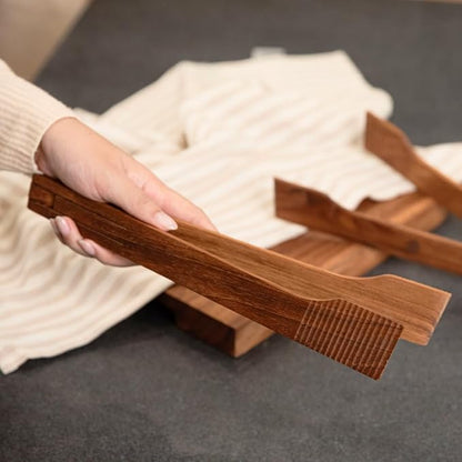 Super Slim Spring Salad Tongs: Teak Wood Salad Hand Server 0.1" x 0.1" x 12" - Image 8