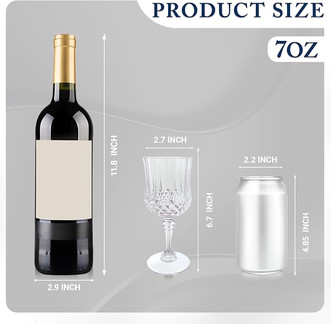 100Pack Plastic Wine Glasses, 7oz Vintage Goblets - Image 7