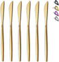 HOMQUEN Dinner Knives 6 Piece, Stainless Steel Matt Gold Dinner Knife, Sturdy by HOMQUEN