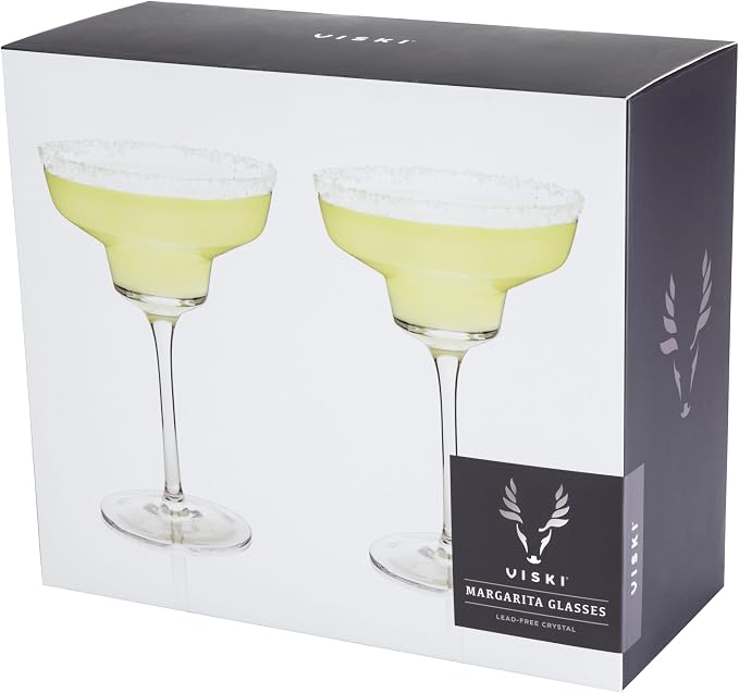Viski Raye Angled Stemmed Margarita Glasses, Premium Crystal Cocktail glasses - Image 11