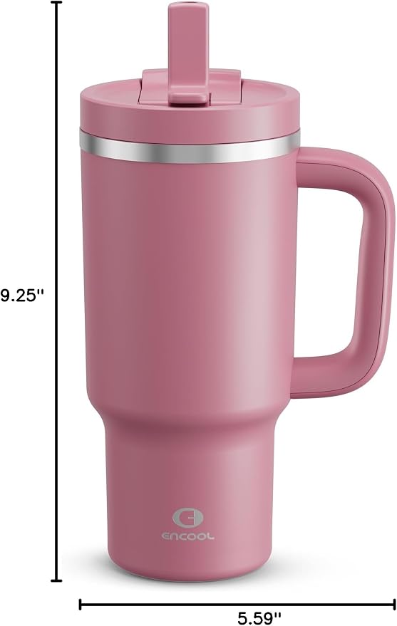 ENCOOL 32 oz Tumbler with Handle and Straw: Stainless Steel Insulated Tumbler - Image 7