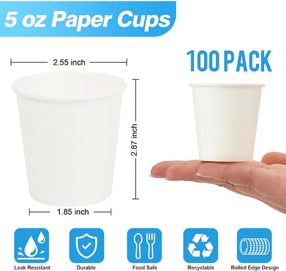 5oz Disposable Paper Cups, 100 Pack Bathroom Mouthwash Cups | Food-grade - Image 2