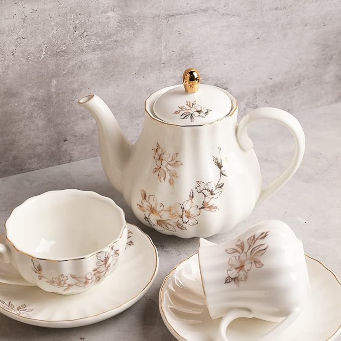 Porcelain Tea Sets British Royal Series, 8 OZ Cups & Saucer Service - Image 2