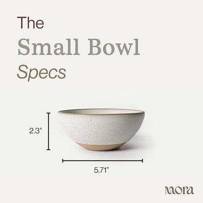 MORA Small Bowls Set of 4, 16oz Ceramic Pottery Dessert Bowls - Microwave, Oven and Dishwasher Safe - Oat
