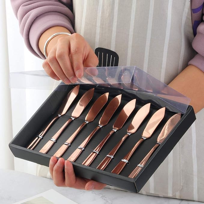 YDware Butter Knives, 18/10 Stainless Steel 6.10 Inch Rose Gold Cheese Spreader - Image 2