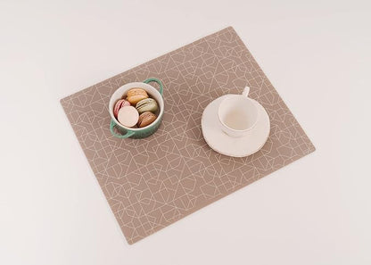 Mintrico placemat for Dining Table Set of 2 Silicone Heat Resistant Non Slip (Brown)