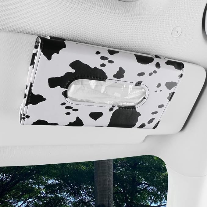 Cow Print Car Accessory for Women, Premium Tissues Holder, Car Napkins Box | - Image 6