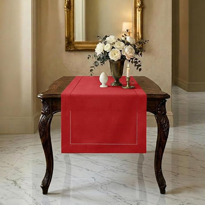 Signature Linen™ by D'Moksha Racing Red Table Runner 48 Inches, 100% Pure Linen by DMokshaHomes