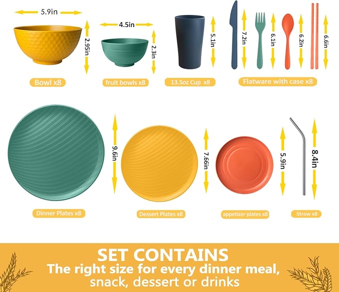 Teivio 88-Piece Plates and Bowls Sets - Image 2