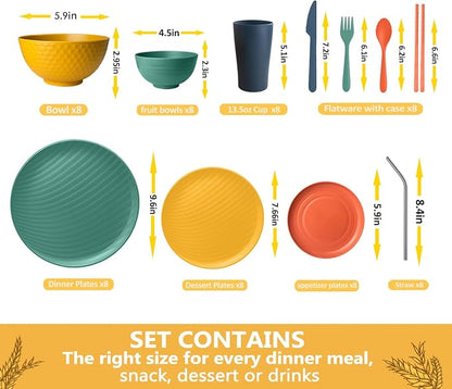 Teivio 88-Piece Plates and Bowls Sets - Image 2