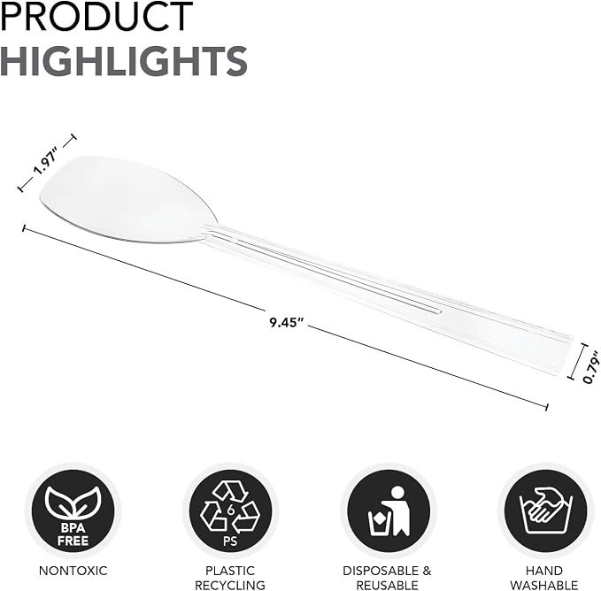 Party Essentials Plastic Party Buffet Serving Utensils Kit, Spoons/Forks/Tongs - Image 4