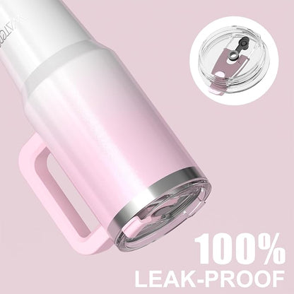 40 oz Shiny Tumbler with Handle and Straw, Stainless Steel Tumbler with Lid and - Image 9