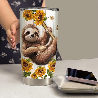 SANDJEST Sloth Tumbler 20oz Stainless Steel Insulated Coffee Travel Mug Cup - Image 5