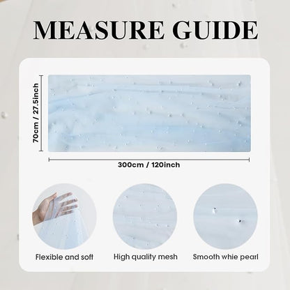 Artoid Mode 6PCS Pearl Blue Gauze Table Runner 120 Inch 10FT, Seasonal Sheer Dining Holiday Wedding Birthday Baby Shower Table Decor for Home Party